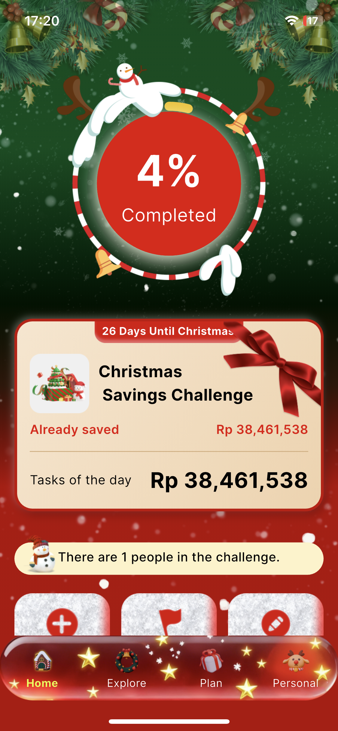 SantaSave Home Screen