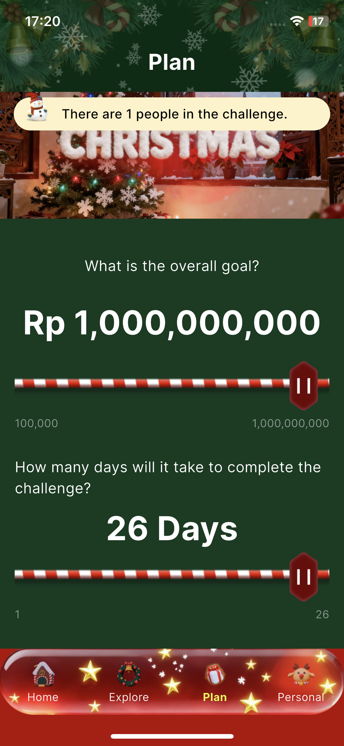 SantaSave Plan Screen